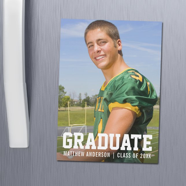 Modern Sporty Graduation Announcement Magnet Card (Creator Uploaded)