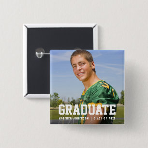 Modern Sporty Graduation Announcement Photo 15 Cm Square Badge