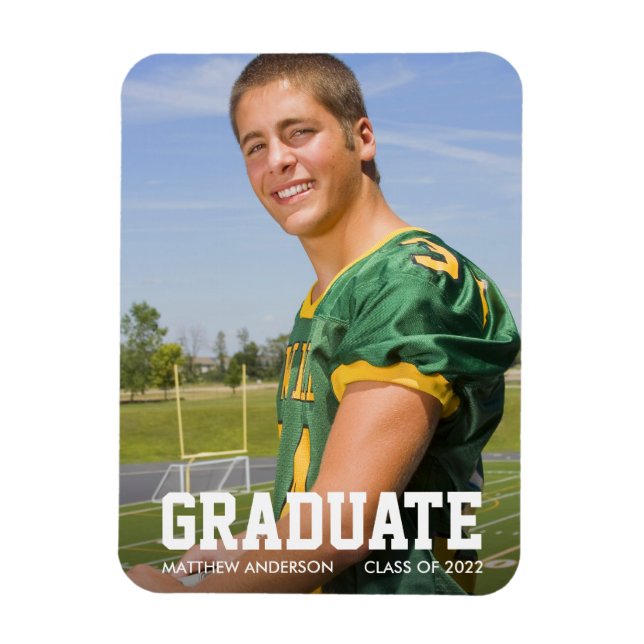 Modern Sporty Graduation Announcement Photo Magnet (Vertical)