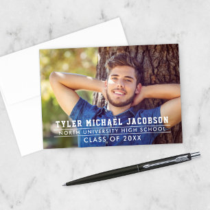 Modern Sporty Graduation Photo Class of 2026 Thank You Card