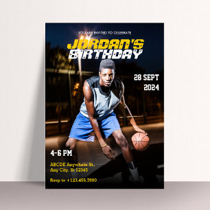 Modern Sporty Sports Birthday Photo Magazine Cover Invitation