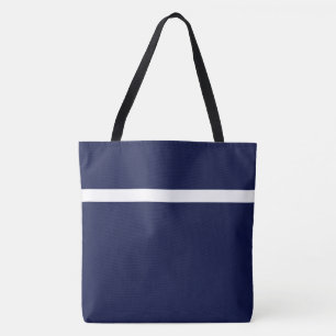 Modern Sporty White Accent Stripe On Navy Blue Tote Bag