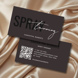 Modern spray tan QR Code dark brown Business Card