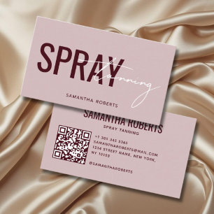 Modern spray tan QR Code pink red Business Card