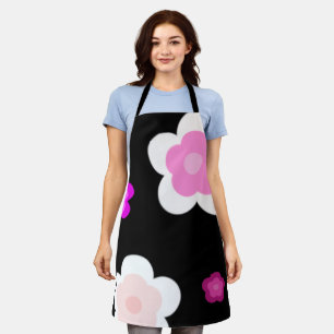 Modern Spring aqua gradient purple floral pattern Apron