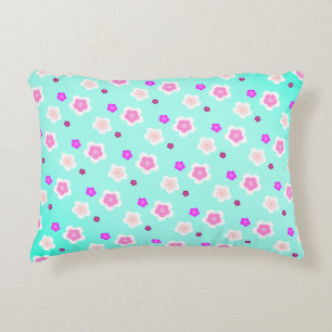 Modern Spring aqua gradient purple floral pattern  Decorative Cushion