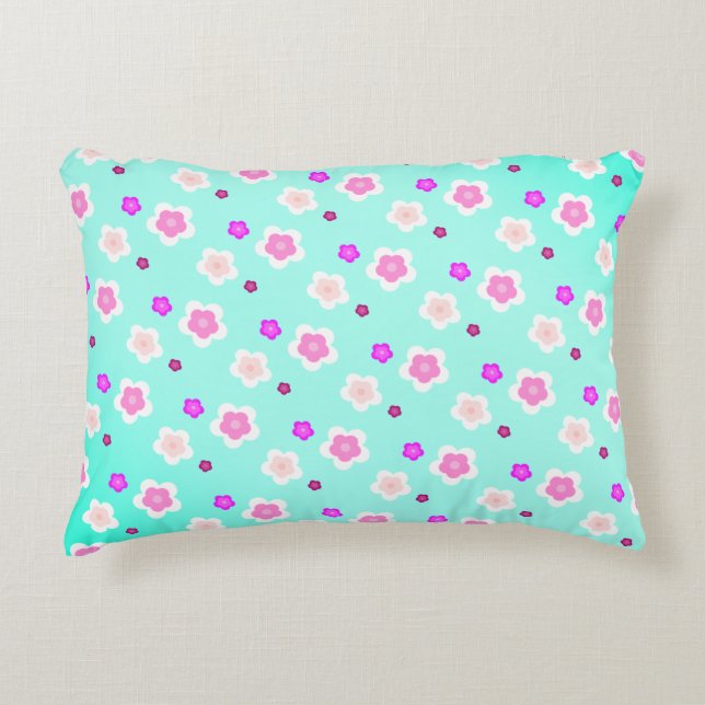 Modern Spring aqua gradient purple floral pattern  Decorative Cushion (Front)