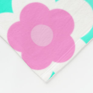 Modern Spring aqua gradient purple floral pattern Fleece Blanket