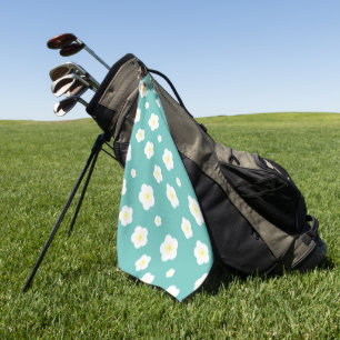 Modern Spring aqua gradient yellow flora pattern Golf Towel