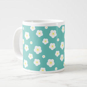 Modern Spring aqua gradient yellow flora pattern Large Coffee Mug