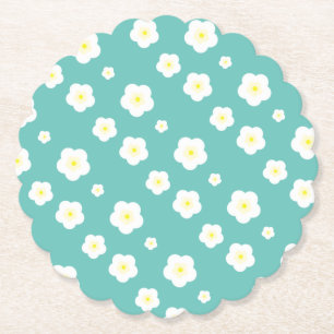 Modern Spring  aqua  gradient yellow flora pattern Paper Coaster