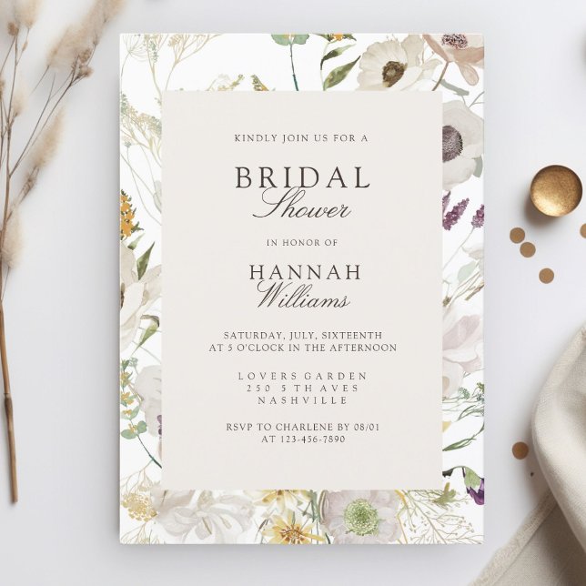 Modern, spring Bridal Shower Invitation (Modern, floral, boho, spring wedding invitation. Print+Download)