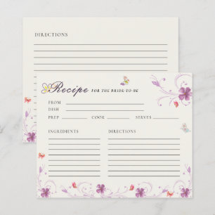 Modern Spring Butterfly Bridal Shower Recipe Card