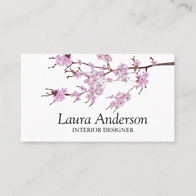 Modern Spring Cherry Blossom Professional  Business Card (Front)