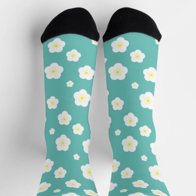Modern Spring Daisy floral gradient yellow pattern Socks (Top)