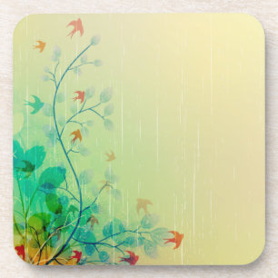 Modern Spring Floral Abstract Art Coaster