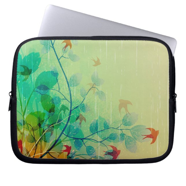 Modern Spring Floral Abstract Art Laptop Sleeve (Front)