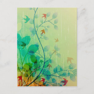 Modern Spring Floral Abstract Art Postcard