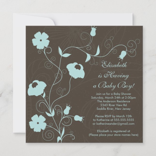 Modern Spring Floral Baby Shower Invitation (Front)