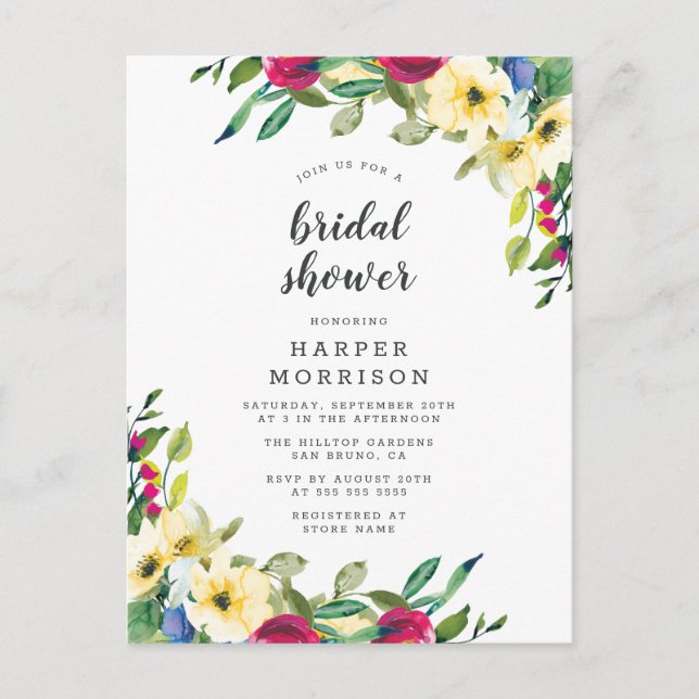 Modern Spring Floral Bridal Shower Invitation (Front)