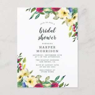 Modern Spring Floral Bridal Shower Invitation Postcard