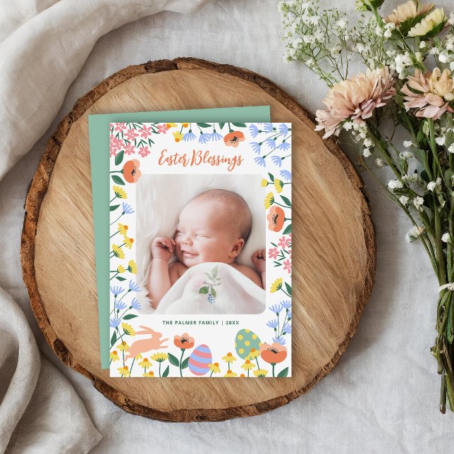 Modern Spring Floral Easter Photo Card (Creator Uploaded)