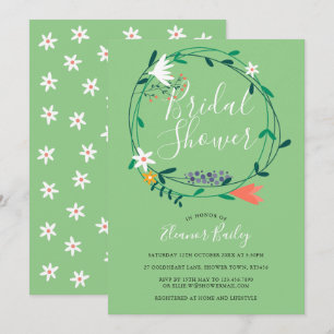 Modern Spring Floral Garland Bridal Shower Invitation