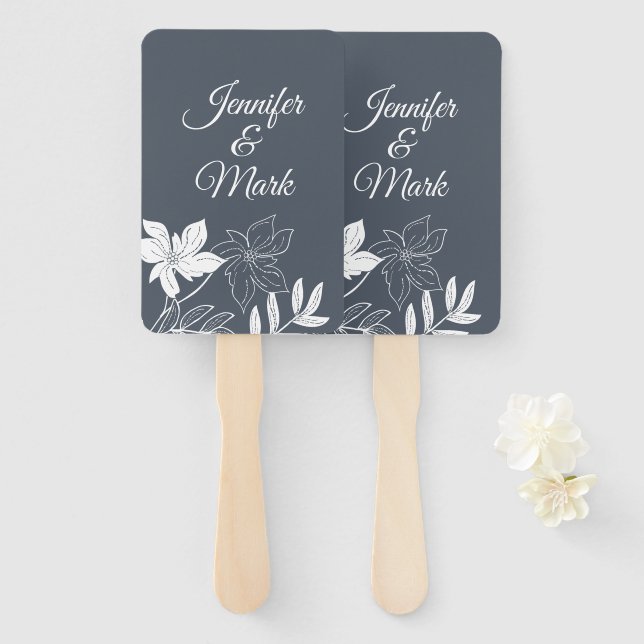 Modern Spring  Flowers. Couple Names Typography. Hand Fan (Front and Back)