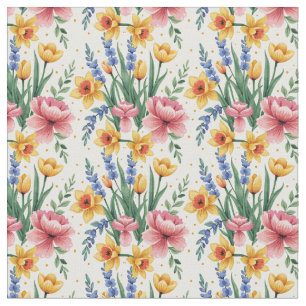 Modern Spring Flowers Fabric