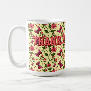 Modern Spring Garden Butterfly Floral Bone China Coffee Mug