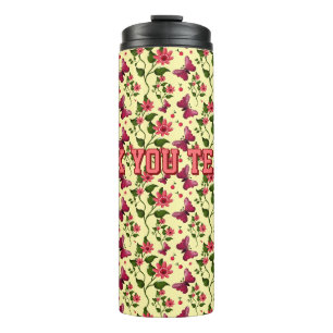 Modern Spring Garden Butterfly Floral  Bone China Thermal Tumbler