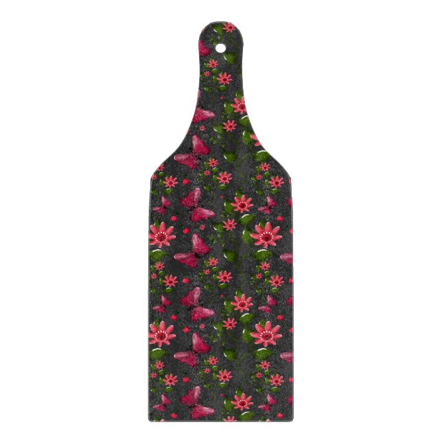 Modern Spring Garden Butterfly Floral  gift  Cutting Board (Front)