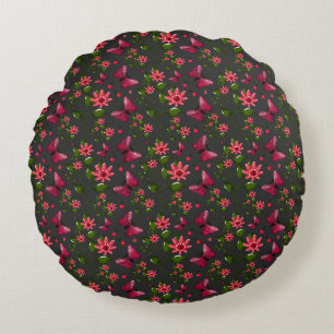 Modern Spring Garden Butterfly Floral gift Round Cushion