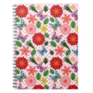Modern Spring Garden Butterfly Floral Notebook