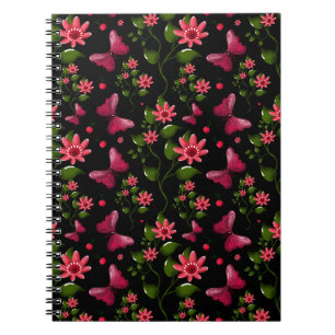 Modern Spring Garden Butterfly Floral Notebook