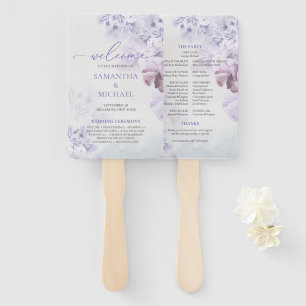 Modern spring purple floral boho wedding hand fan
