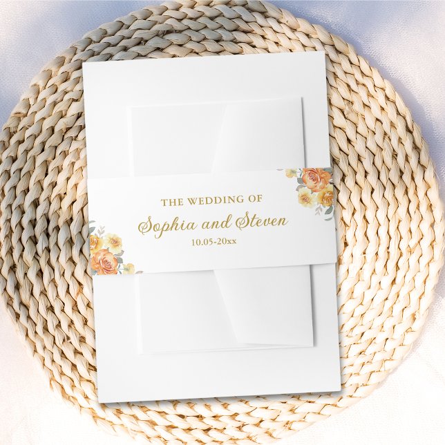Modern spring wedding with orange Flowers Invitation Belly Band (Creator Uploaded)
