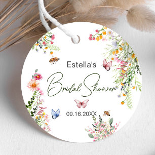 Modern Spring Wild Flowers Script Bridal Shower Favour Tags