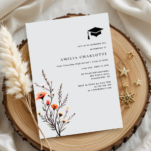 Modern Spring Wildflower Graduation Party Invitation