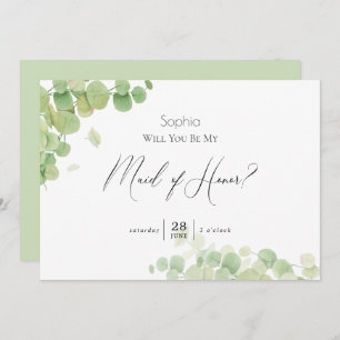 Modern Springtime Eucalyptus Maid of Honour Invitation