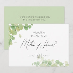 Modern Springtime Eucalyptus Matron of Honour Invitation