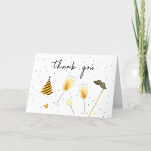 Modern Sprinkle Sip and See Champagne Baby Shower Thank You Card
