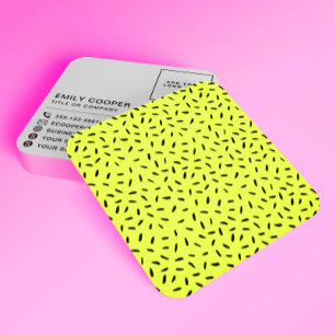 Modern Sprinkles Pattern Add Logo Black and Green Square Business Card