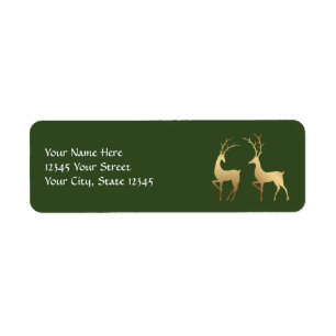 Modern Spruce Green and Gold Deer Holiday