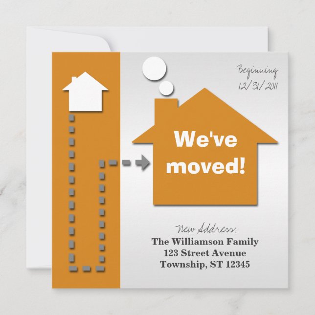 Modern Square Bold Orange Moving Announcements (Front)