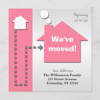 Modern Square Bold Pink Moving Announcements