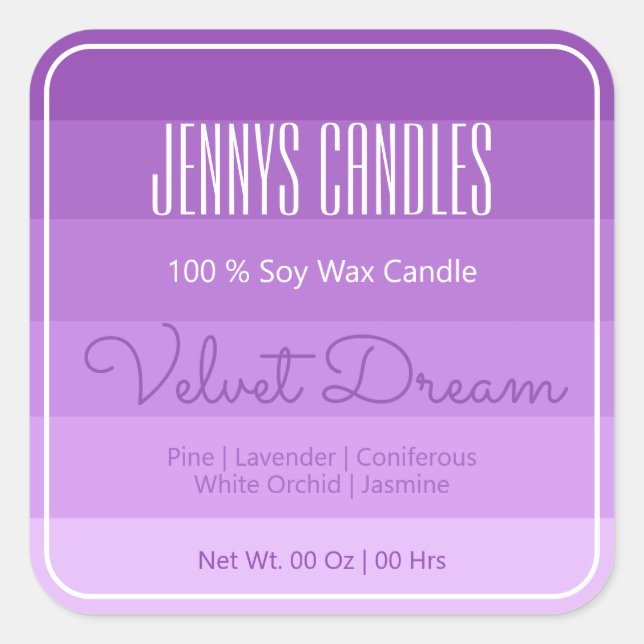 Modern Square Border Pastel Rainbow Ombre Lilac Sticker (Front)