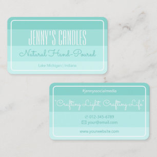 Modern Square Border Pastel Rainbow Ombre Teal Business Card