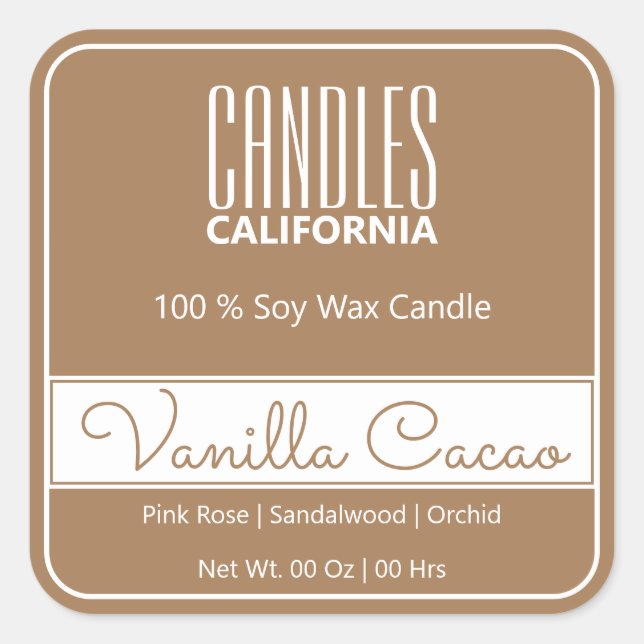 Modern Square Border Simple Light Brown Candles Square Sticker (Front)