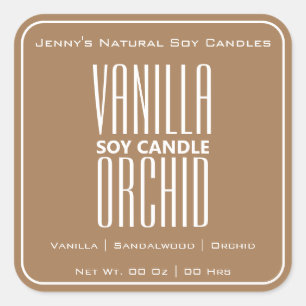 Modern Square Border Simple Light Brown Candles Sticker